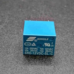 Relè 12v songle SRD-12VDC-SL-C 5 pin circuito stampato carichi 250v 10A  ID-694